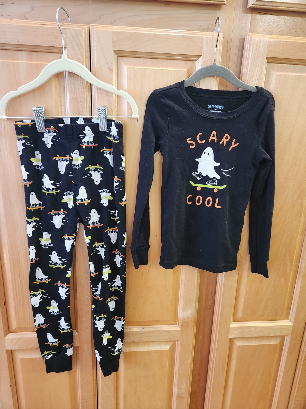Old Navy Black "Scary Cool" Ghost Skate Pajama Set